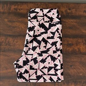 LuLaRoe Black and Pink Skirt with Paper Airplane Print